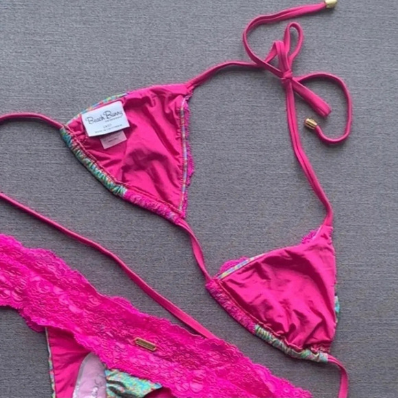 NWOT Beach Bunny TOP Lady Lace Triangle Pink size XS - Picture 3 of 9